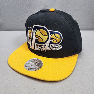 Mitchell‎ & Ness Indiana Pacers Navy Snapback Hat Cap 100% Wool - New